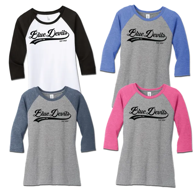 Blue Devils Ladies Retro Raglan Baseball Tee