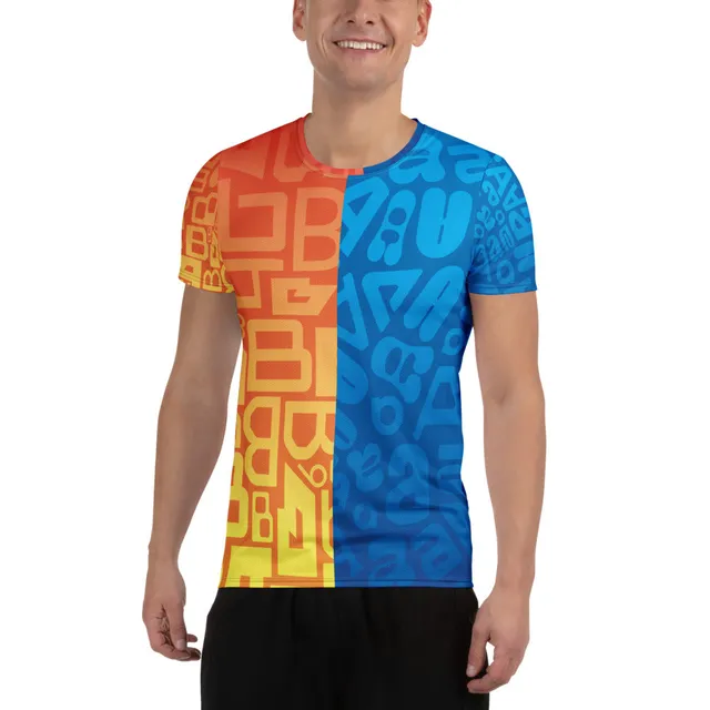A-side-B-side all-over athletic t-shirt
