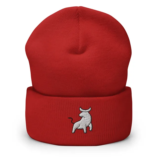 Bull Embroidered Cuffed Beanie