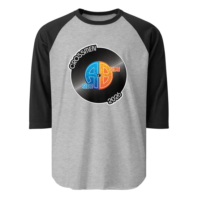 A Side/B Side 3/4 sleeve raglan shirt (Grey/Black, or White/Black)