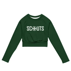 Green Long-Sleeve Crop Top