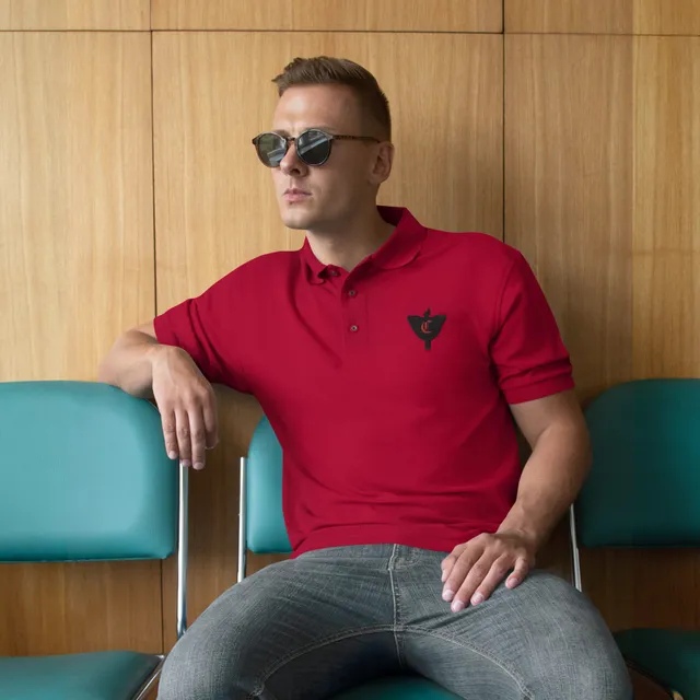 Alumni Corps Member Men's Premium Polo, Embroidered Bones Figure