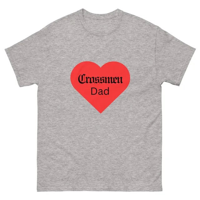 Crossmen Dad Heart Black Text Tee (Black, White, Grey, or Pink)