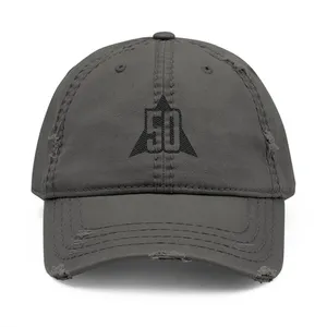 50th Anniversary Black Logo Distressed Dad Hat