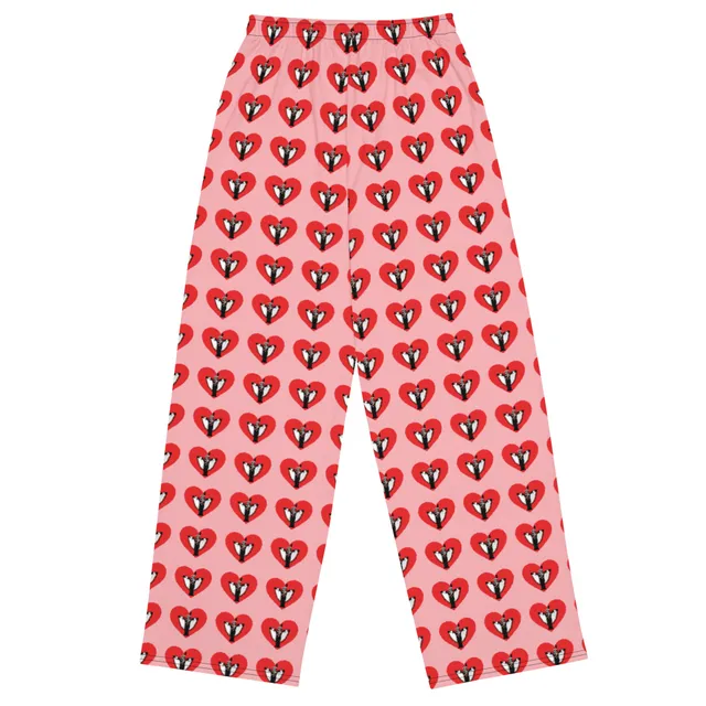 Red Heart Bones Wide-Leg Lounge Pants