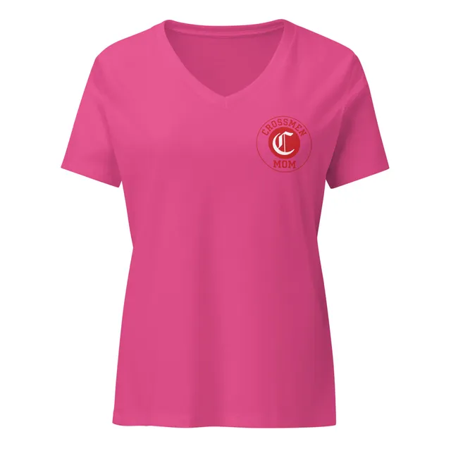 Distressed Crossmen Mom Women’s relaxed v-neck (Black, Grey, Pink, or White)