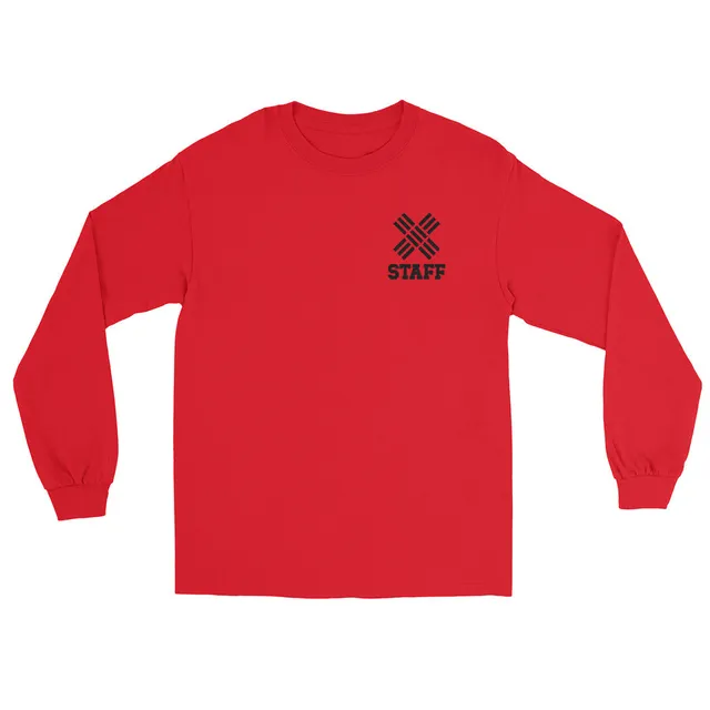 Staff Black X Men’s Long Sleeve Shirt (Red, Gray, White)
