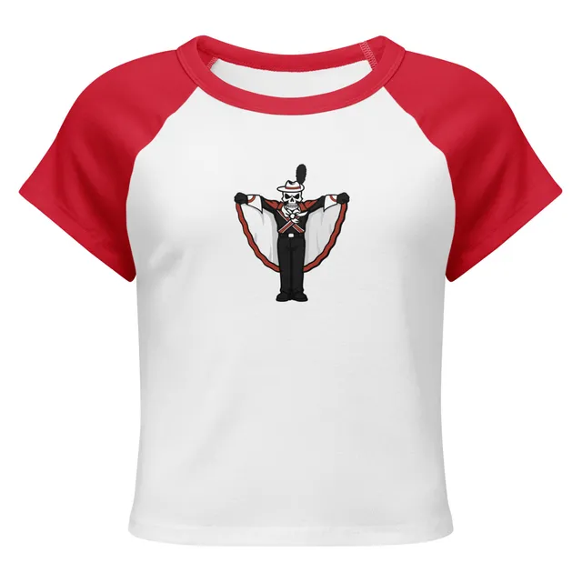 Bones Women’s micro rib raglan baby tee (black, pink or red)