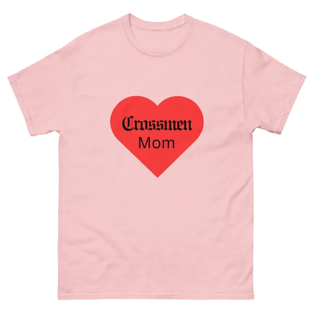 Crossmen Mom Heart Black Text Tee (Black, White, Grey, or Pink)