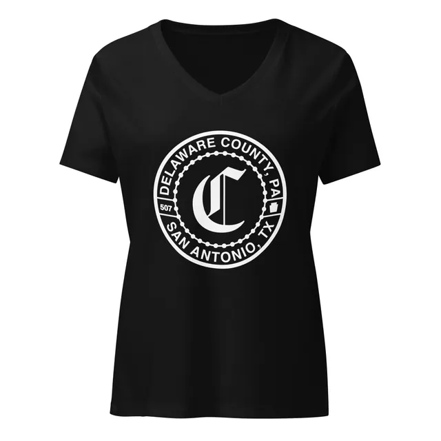 White Delco C Women’s Relaxed V-neck (Black, Dark Grey, or Mauve)