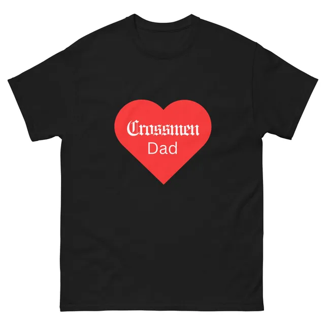Crossmen Dad Heart White Text Tee (Black, White, Grey, or Pink)
