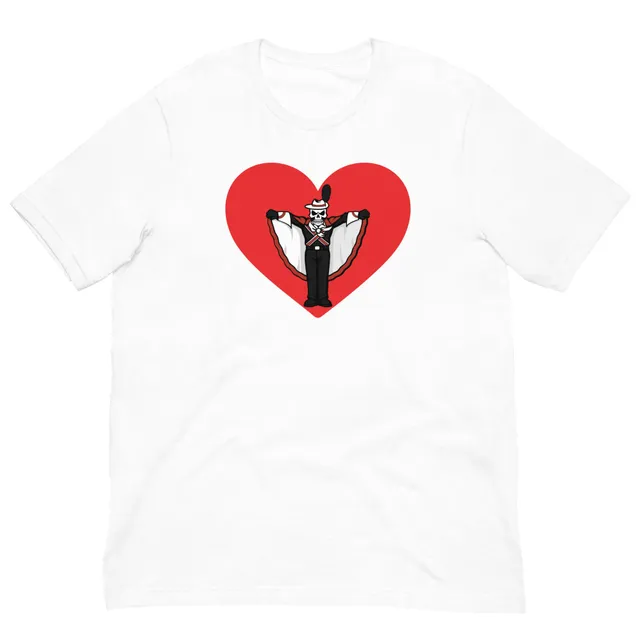 Red Heart Bones T-Shirt (Black, White, or Pink)