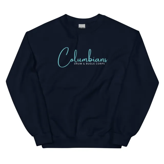 Columbians Cursive Crew-Neck Unisex Sweatshirt - Navy and Dark Grey