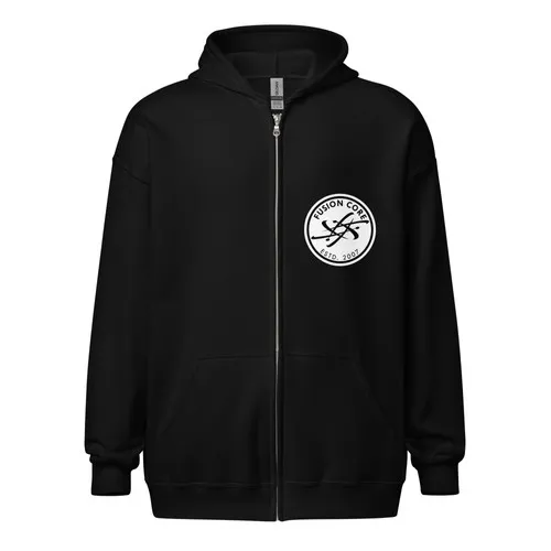 Unisex heavy blend zip hoodie - atom patch
