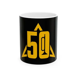 50th Anniversary Delta Ceramic Mug, Black and Gold,  (11oz, 15oz)