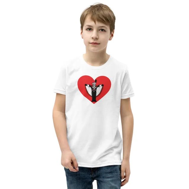 YOUTH Red Heart Bones T-shirt (Black, White, or Pink)